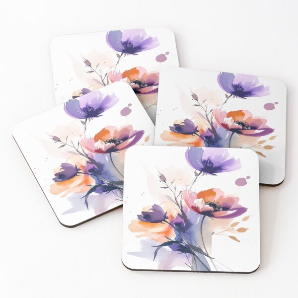 Item preview, Elegant watercolor blossoms in soft creamy purple tones designed and sold by LiskoDesign.