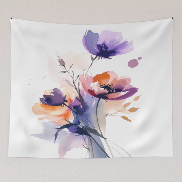 Item preview, Elegant watercolor blossoms in soft creamy purple tones designed and sold by LiskoDesign.