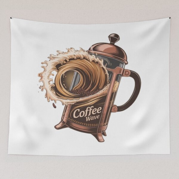 Item preview, Coffee Wave French Press – Barista Gift for Caffeine Lovers designed and sold by Zyric Art.