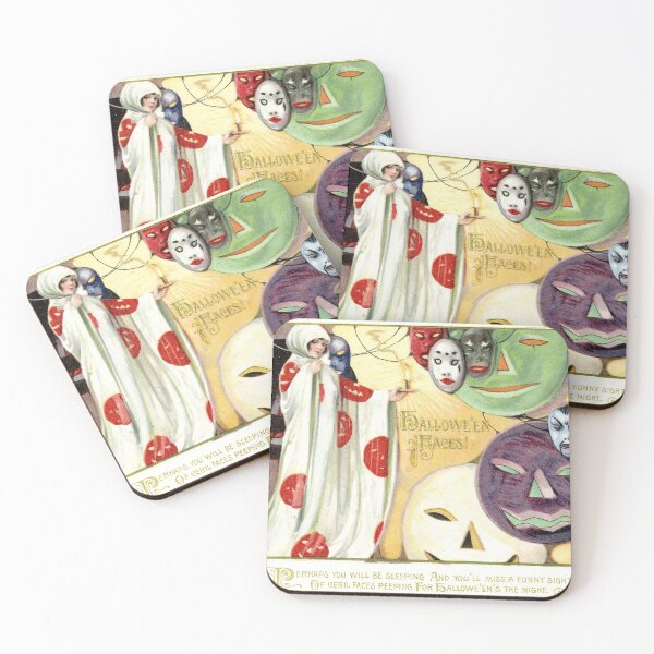 Item preview, Vintage Halloween Faces Greetings designed and sold by forgottenbeauty.