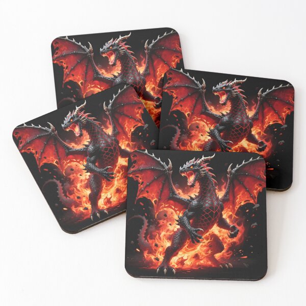 Item preview, Fiery Black Dragon designed and sold by LuckCraftStudio.