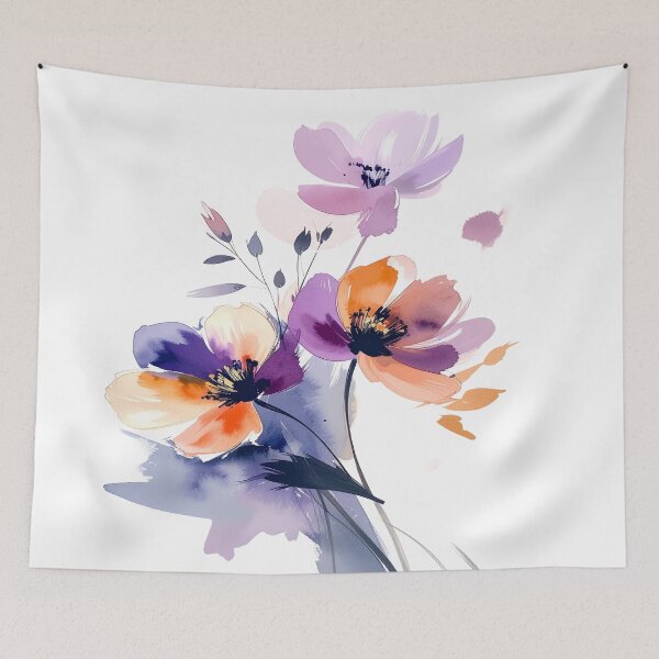 Item preview, Elegant watercolor flowers in soft creamy purple-orange tones designed and sold by LiskoDesign.