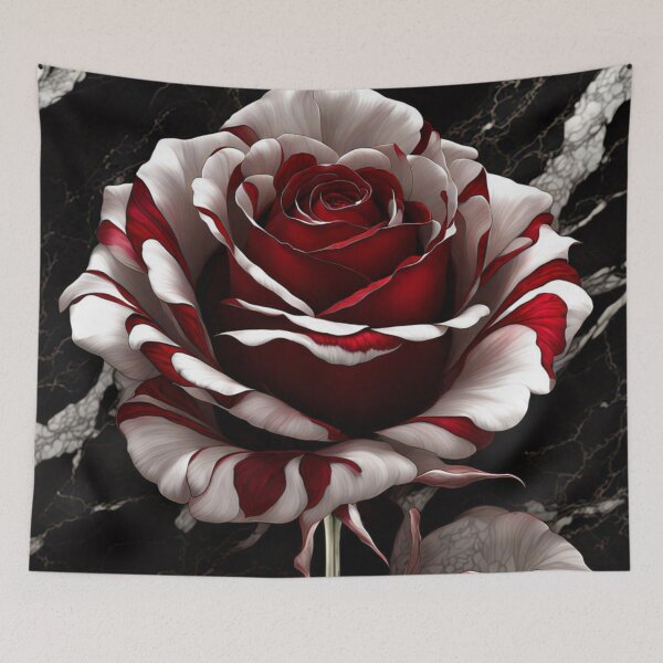 Item preview, Red and White Gothic Rose Artwork with Dark Marble Background designed and sold by Uniquely Yours.
