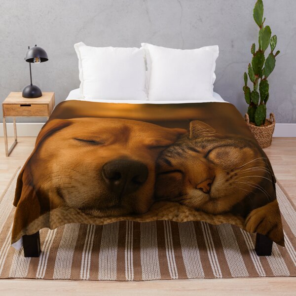 Item preview, Dog and Cat Snuggling on Cozy Couch designed and sold by SassyArtistry.