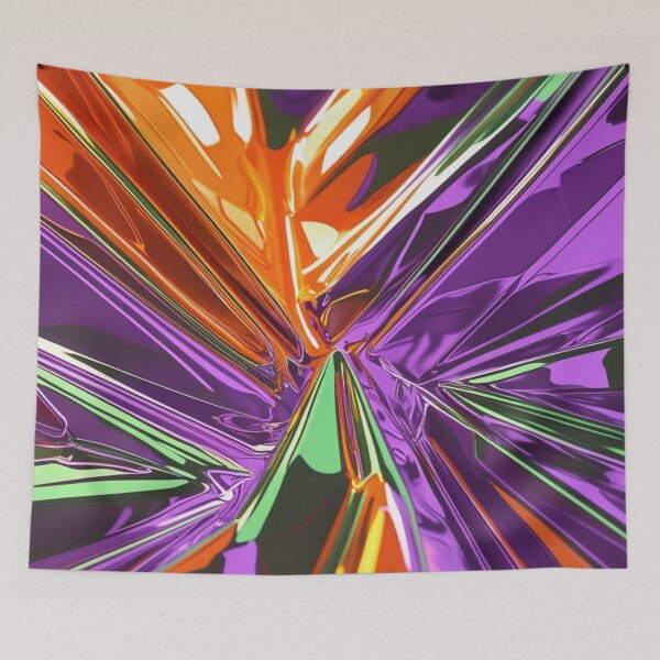 Item preview, Abstract Starburst Chrome in Orange, Purple, and Green designed and sold by Harmonic_Layers.