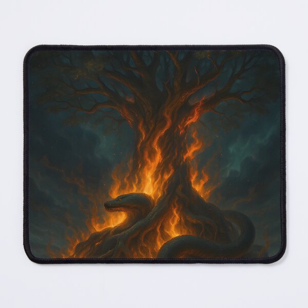 Item preview, Yggdrasil in Flames – Nidhogg at the Roots designed and sold by NorseDrip.