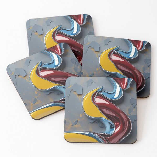Item preview, Primary Flow – Abstract Chrome Art in Yellow, Red, and Sky Blue designed and sold by Harmonic_Layers.