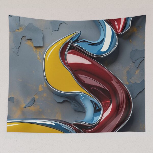 Item preview, Primary Flow – Abstract Chrome Art in Yellow, Red, and Sky Blue designed and sold by Harmonic_Layers.