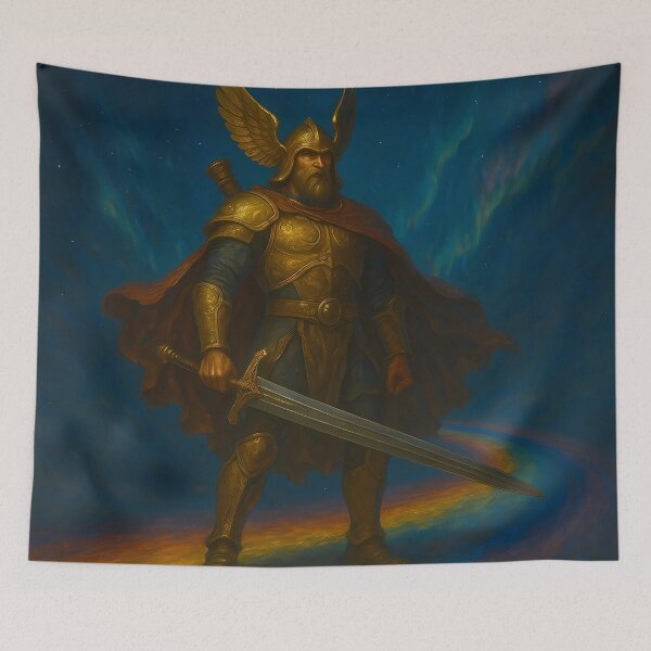 Item preview, Heimdall on the Rainbow Bridge designed and sold by NorseDrip.