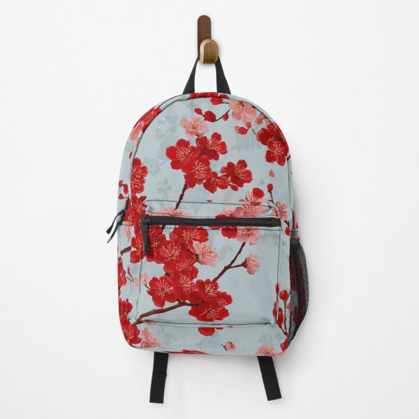 Item preview, Light Blue Red Cherry Blossom Pattern designed and sold by GrinGalore.
