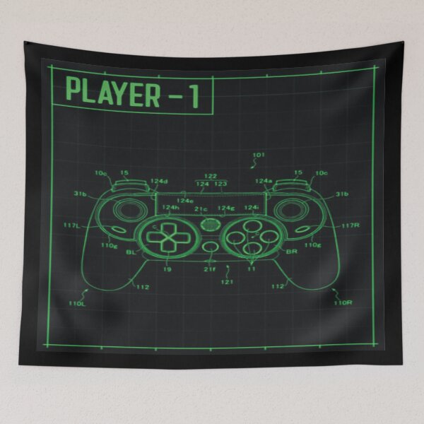 Artikelvorschau, Spielspieler 1 Blaupause – Neon Gamer Controller Design entworfen und verkauft von A2JRetro.