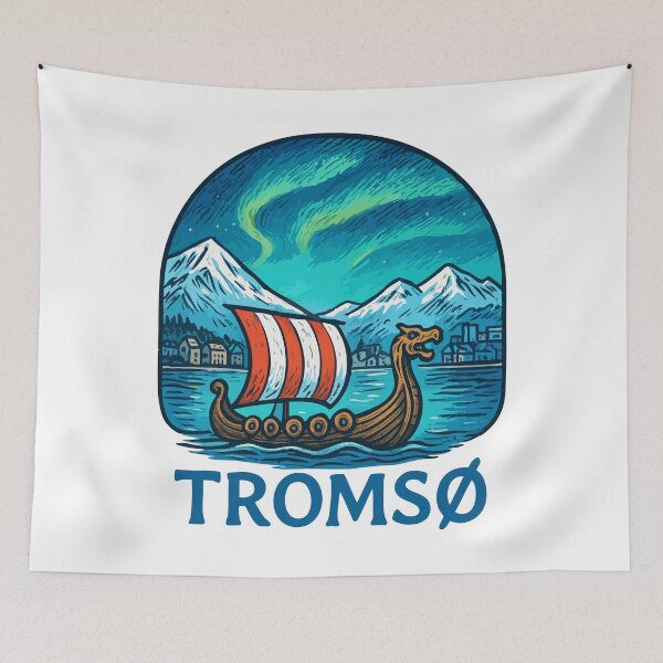 Item preview, Tromso Norway Travel Retro designed and sold by TomFrontierArt.