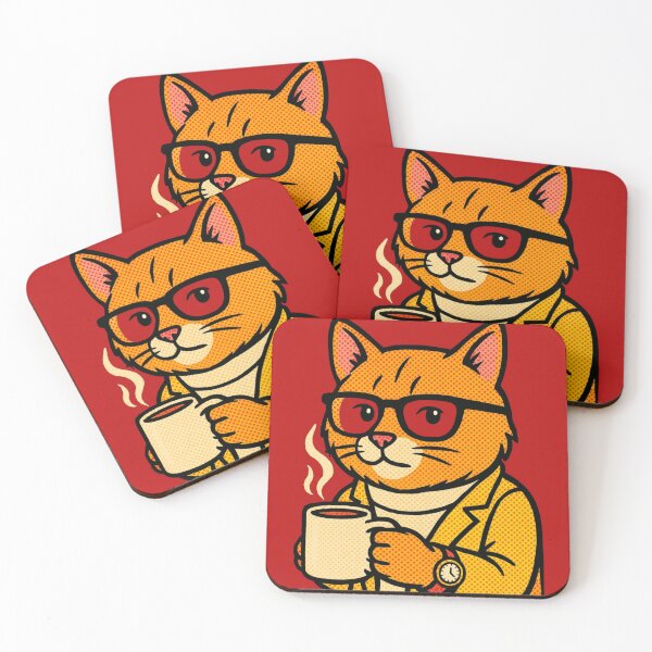 Item preview, "Stylish Pop Art Cat – Coffee Break in Style""Chat Chic Pop Art – designed and sold by Drawingshirts.