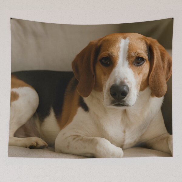 Item preview, Calm Beagle Mix Relaxing on Sofa designed and sold by SassyArtistry.