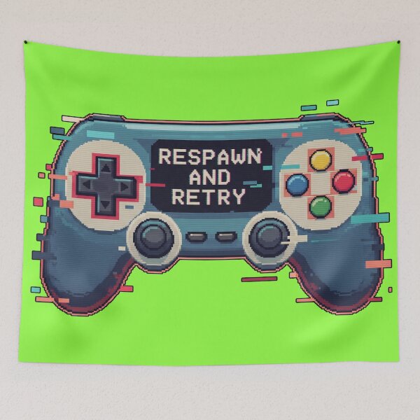 Item preview, Respawn and Retry - Retro Gaming Glitch Art designed and sold by Karina Creative Studio.