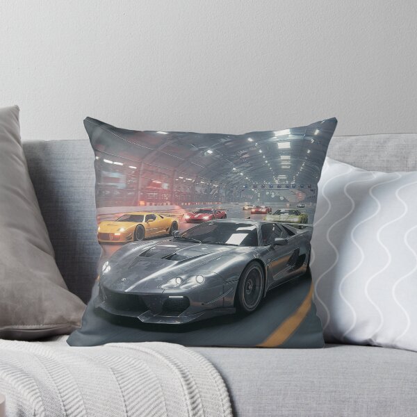 Aperçu de l'œuvre Course de rue futuriste en supercars – Course-poursuite dans un tunnel de néons créée et vendue par A2JRetro.