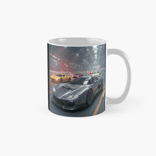 Aperçu de l'œuvre Course de rue futuriste en supercars – Course-poursuite dans un tunnel de néons créée et vendue par A2JRetro.