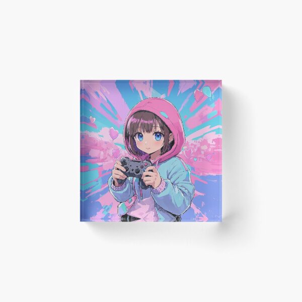 Artikelvorschau, Süßes Anime-Gamer-Mädchen mit Controller | Pastell-Gamer-Ästhetik entworfen und verkauft von A2JRetro.
