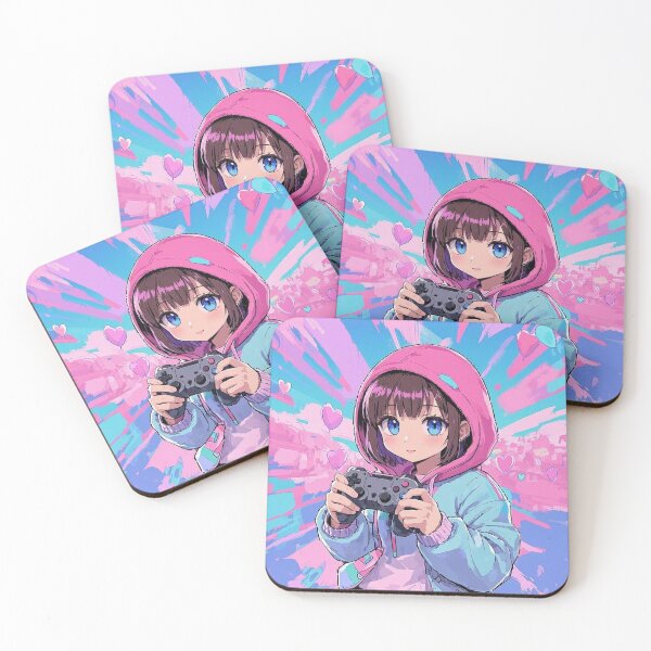 Artikelvorschau, Süßes Anime-Gamer-Mädchen mit Controller | Pastell-Gamer-Ästhetik entworfen und verkauft von A2JRetro.