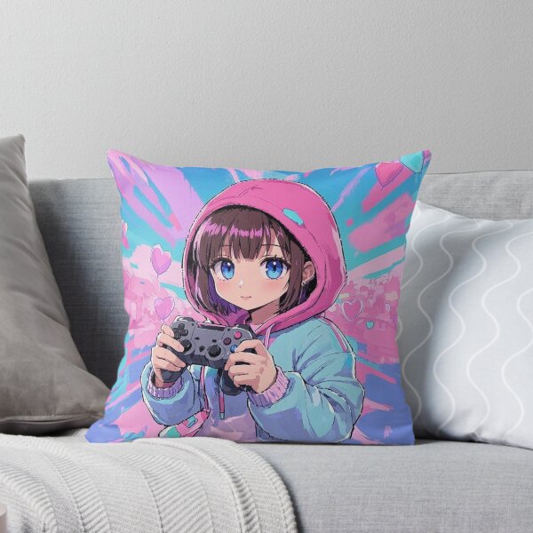 Aperçu de l'œuvre Jolie gameuse animée avec manette | Esthétique pastel créée et vendue par A2JRetro.
