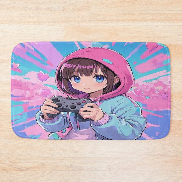 Artikelvorschau, Süßes Anime-Gamer-Mädchen mit Controller | Pastell-Gamer-Ästhetik entworfen und verkauft von A2JRetro.