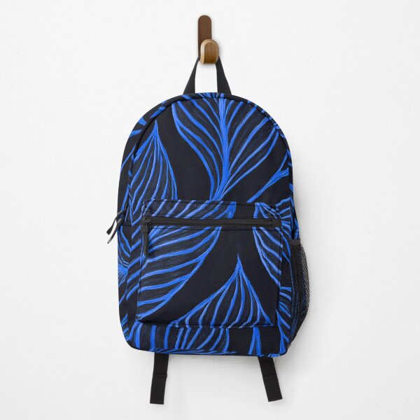 Item preview, Blue Leaf Pattern on Dark Background designed and sold by SassyArtistry.