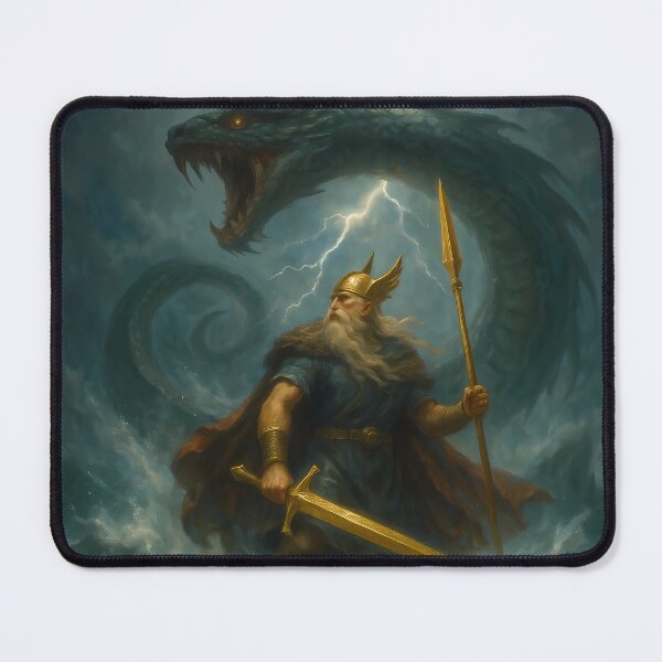 Item preview, Odin vs Jörmungandr – The Allfather’s Last Battle designed and sold by NorseDrip.