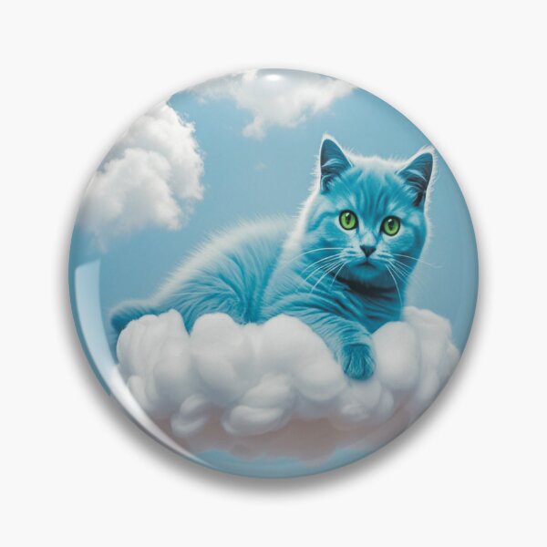 Aperçu de l'œuvre Paysage onirique du Chat des nuages n° 101 – Un adorable chaton bleu dans le ciel créée et vendue par A2JRetro.