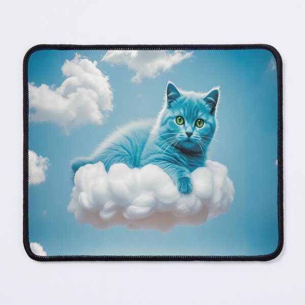 Artikelvorschau, Wolkenkatzen-Traumlandschaft Nr. 101 – Süßes blaues Kätzchen am Himmel entworfen und verkauft von A2JRetro.
