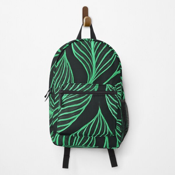 Item preview, Green Leaf Pattern on Black Background designed and sold by SassyArtistry.