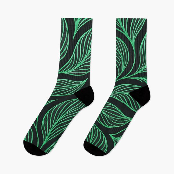 Item preview, Green Leaf Pattern on Black Background designed and sold by SassyArtistry.