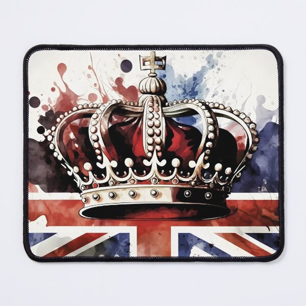 Item preview, United Kingdom UK Royal Crown on Great Britain flag background as concept of monarchy and King Charles coronation. watercolor illustration. AI Generative content designed and sold by dvoevnore.