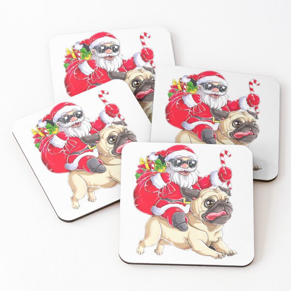 Item preview, Cool Santa Riding a Pug Christmas Art designed and sold by TakeOnline247.