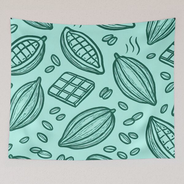 Item preview, Cacao Beans and Chocolate Pattern on Teal designed and sold by SassyArtistry.