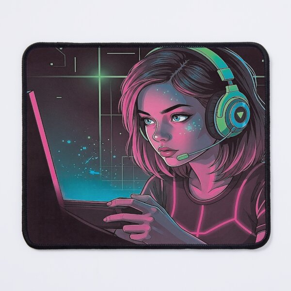 Item preview, Gamer Girl Mode Activated – Neon Cyberpunk Gaming Art designed and sold by A2JRetro.