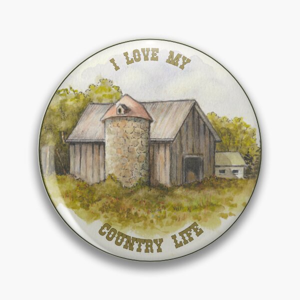 Item preview, Old Barn and Silo, Love My Country Life, Watercolor Painting, Summer designed and sold by JoyfulWhimsy.