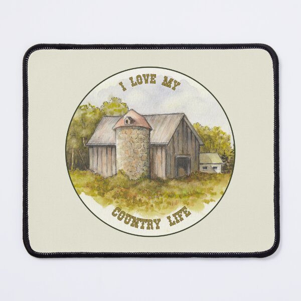 Item preview, Old Barn and Silo, Love My Country Life, Watercolor Painting, Summer designed and sold by JoyfulWhimsy.