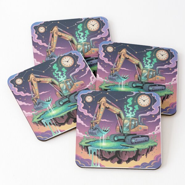 Item preview, excavator in a surreal, dreamlike landscape.  designed and sold by Lilashakti ⭐️ ⭐️ ⭐️ ⭐️ ⭐️.