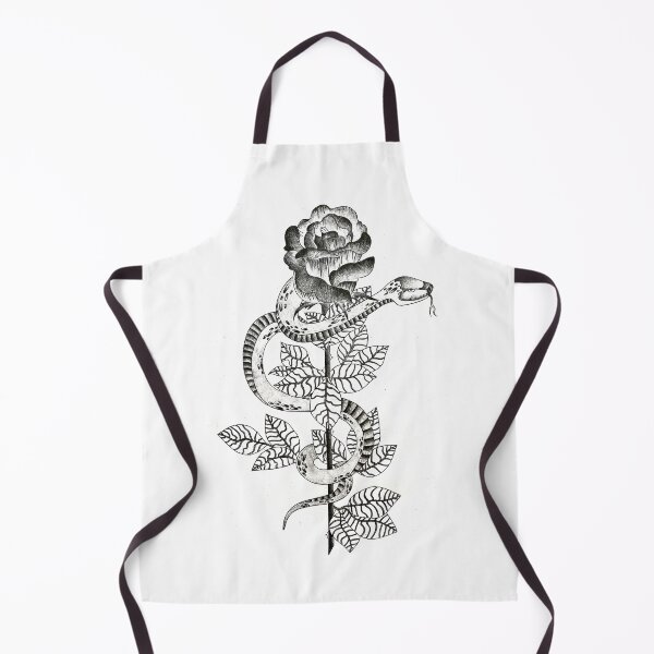 Item preview, Snake and Rose Botanical Black Ink illustration designed and sold by GTeoArt.