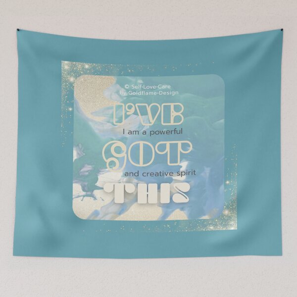 Item preview, Positive affirmations - self-empowering and feeling good artwork - blue-green-silver designed and sold by GoldflameDesign®.