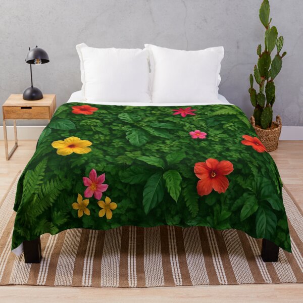 Artikelvorschau, Farbenfroher tropischer Dschungelboden – Exotische Blumen-Botanische Kunst entworfen und verkauft von A2JRetro.