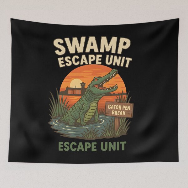 Item preview, Funny Alligator Swamp Escape Unit Gator Prison Break Cartoon Design designed and sold by DrawHandArt.