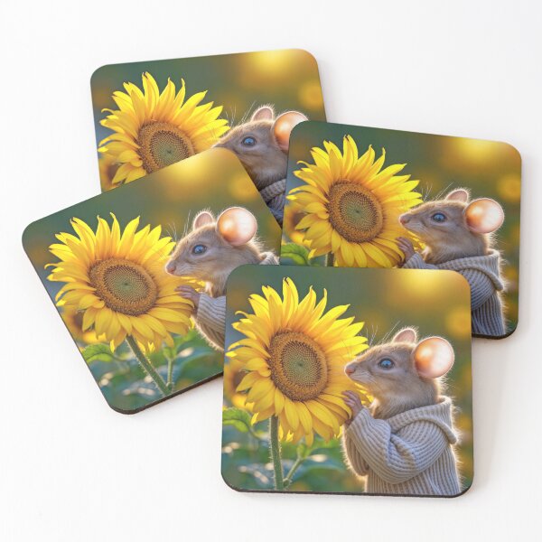 Item preview, Mouse Smelling a Yellow Sunflower designed and sold by Maria Dryfhout.
