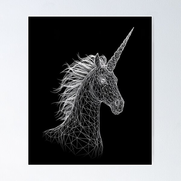 Item preview, Elegant Unicorn in White Wireframe designed and sold by A2JRetro.
