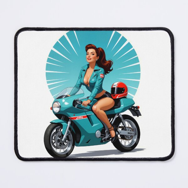 Item preview, Crotch Rocket Queen – Retro Petty Girl Pinup on a Motorcycle designed and sold by Lightning-Lace.