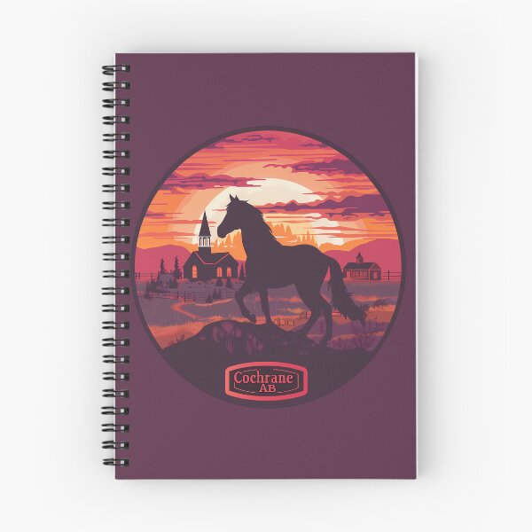 Item preview, Cochrane Alberta Horse Sunset, Cochrane AB Prairie, Western Canada Town Illustration designed and sold by meganohm.