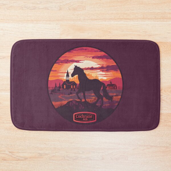 Item preview, Cochrane Alberta Horse Sunset, Cochrane AB Prairie, Western Canada Town Illustration designed and sold by meganohm.