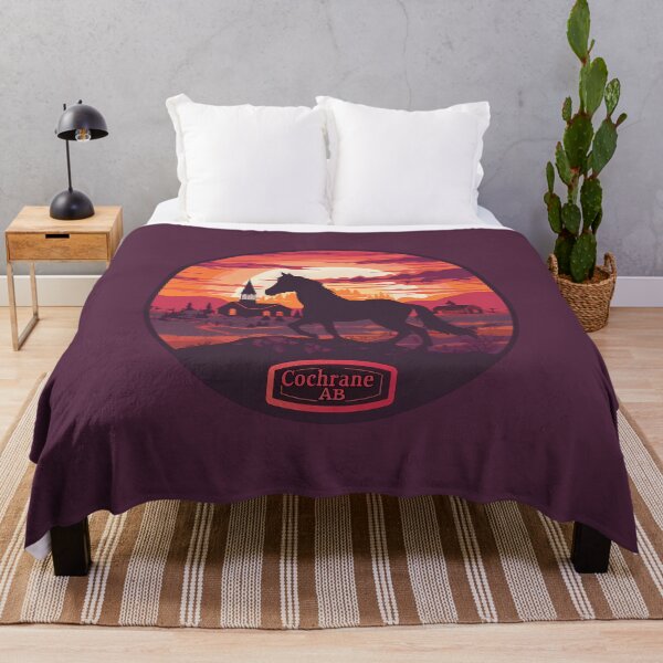 Item preview, Cochrane Alberta Horse Sunset, Cochrane AB Prairie, Western Canada Town Illustration designed and sold by meganohm.