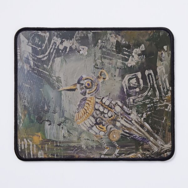 Item preview, Mechanical Bird -- steampunk art with abstract background designed and sold by JoyfulNiftyArt.