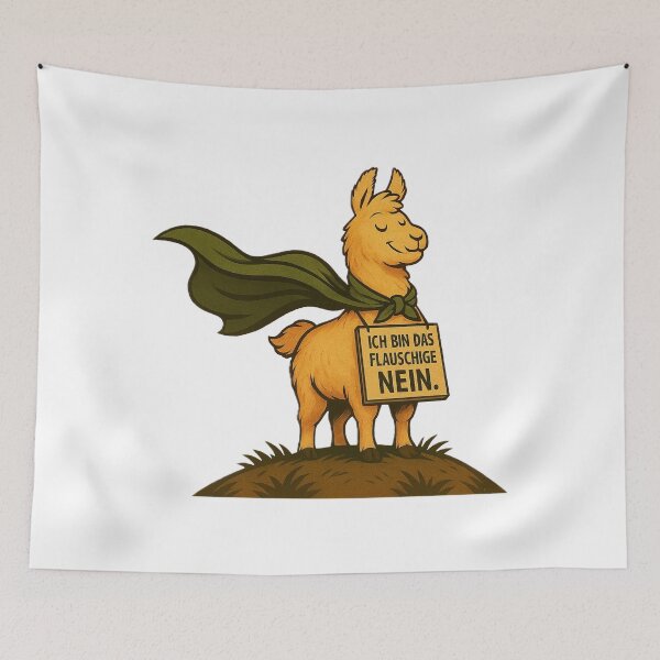 Item preview, I am the fluffy NO – llama with a cape designed and sold by GruenesHerz.art.
